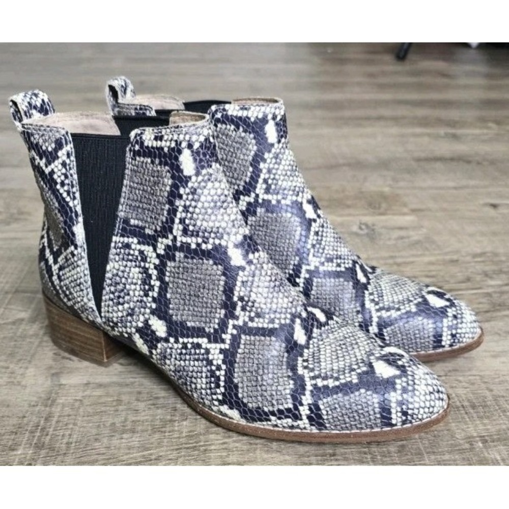 Madewell Carina Ankle leather Snake Print Chelsea Western Indie Boho Bootie 7
